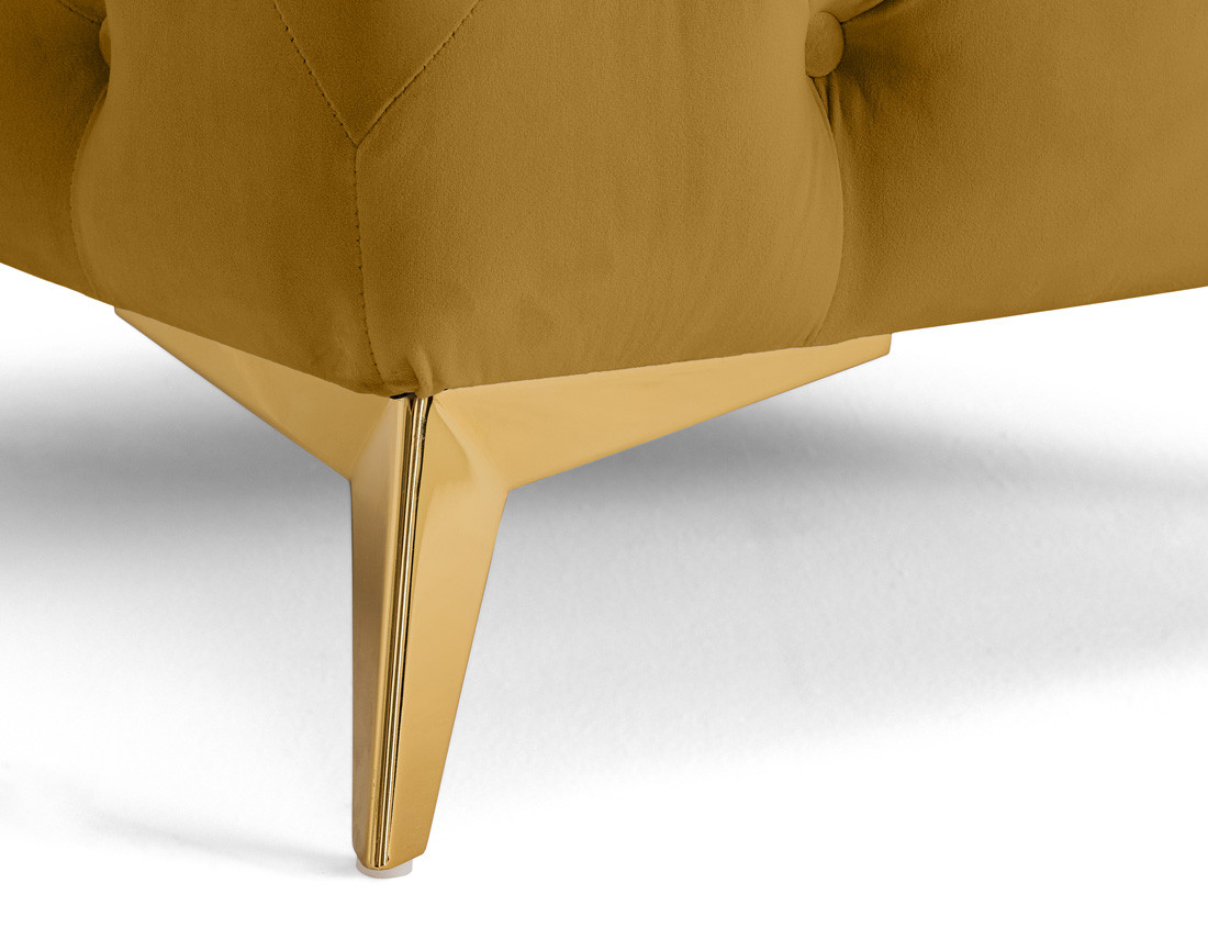 Pouf chesterfield en velours pieds en métal doré Camden