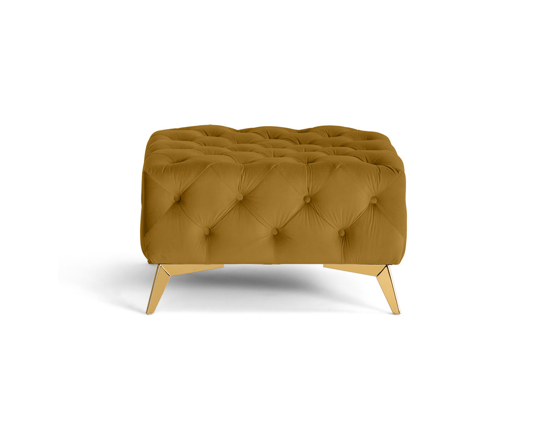 Pouf chesterfield en velours pieds en métal doré Camden