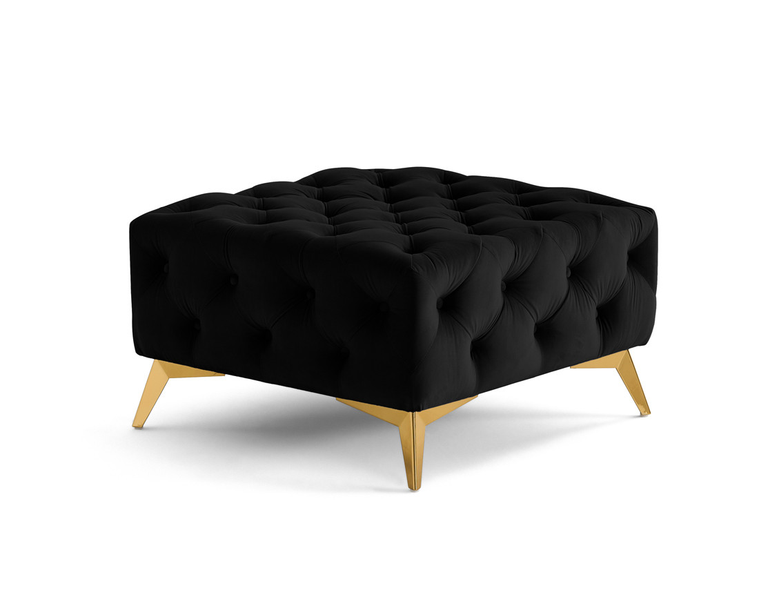 Pouf chesterfield en velours pieds en métal doré Camden
