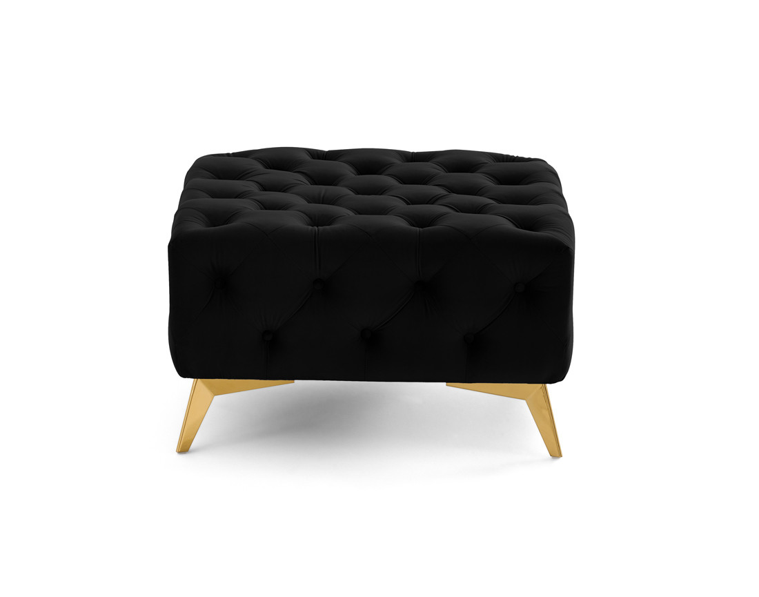 Pouf chesterfield en velours pieds en métal doré Camden