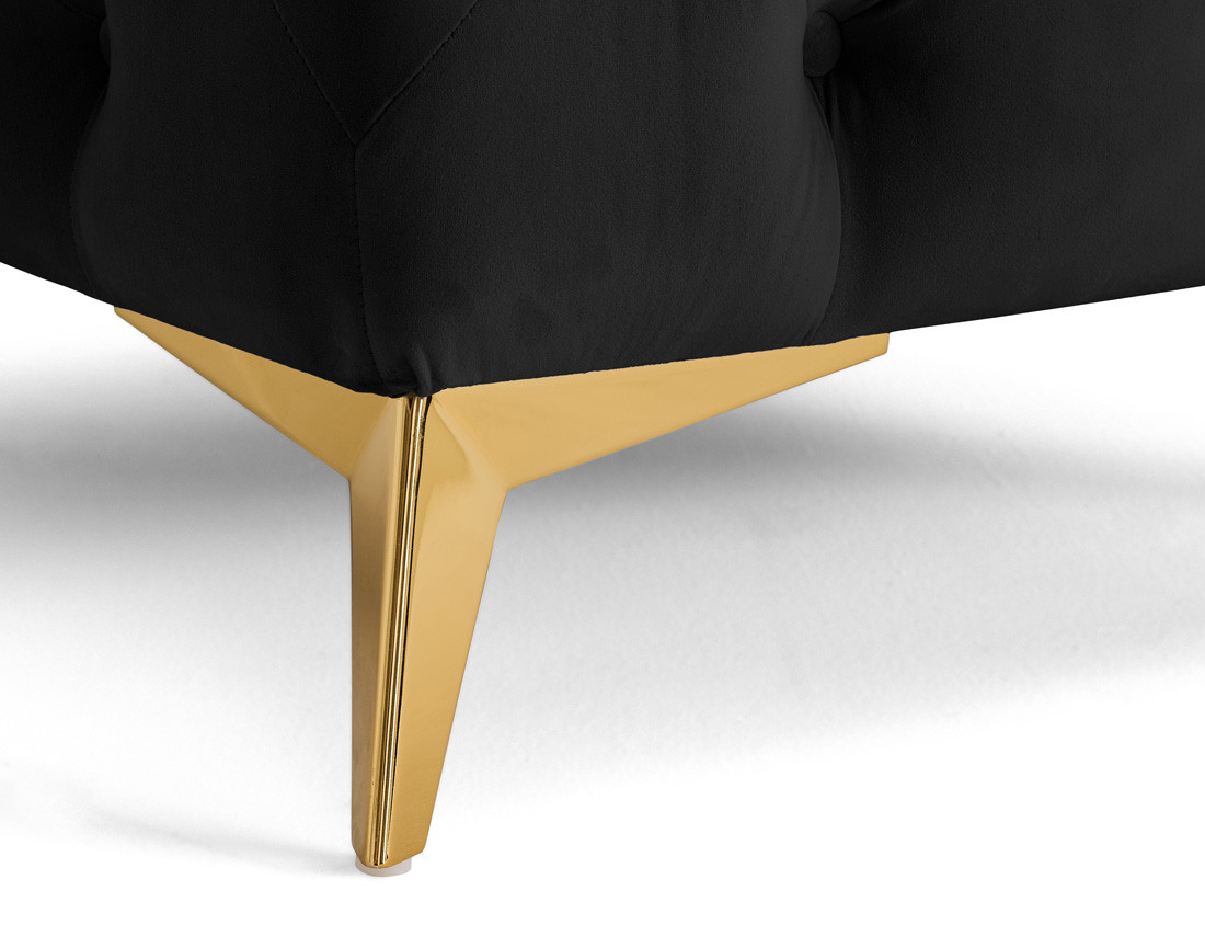 Pouf chesterfield en velours pieds en métal doré Camden