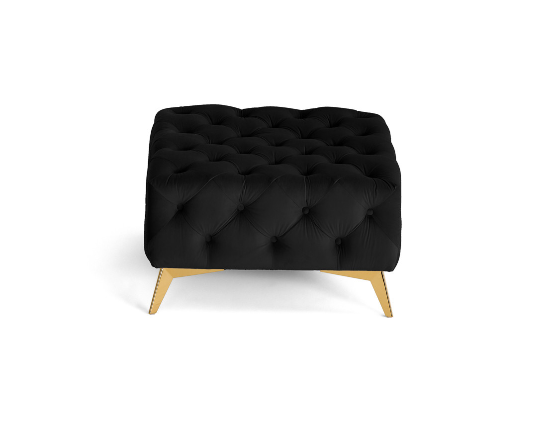 Pouf chesterfield en velours pieds en métal doré Camden