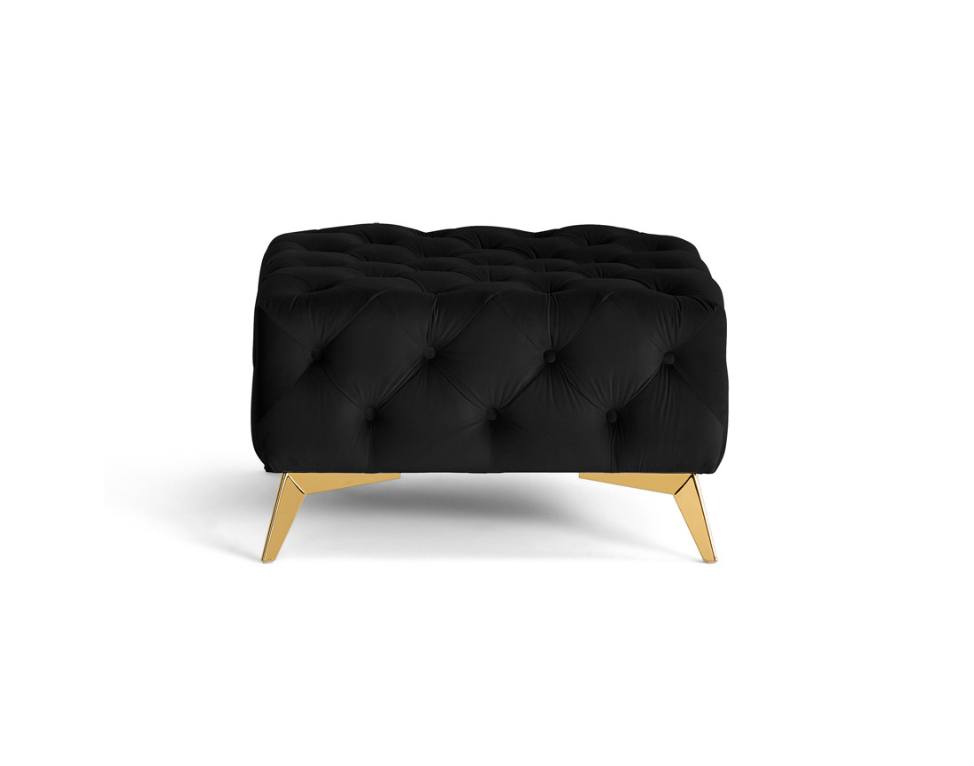 Pouf chesterfield en velours pieds en métal doré Camden