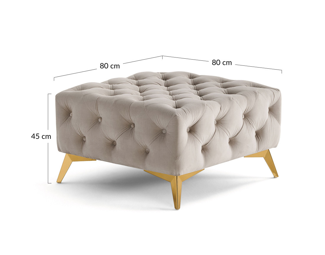 Pouf chesterfield en velours pieds en métal doré Camden