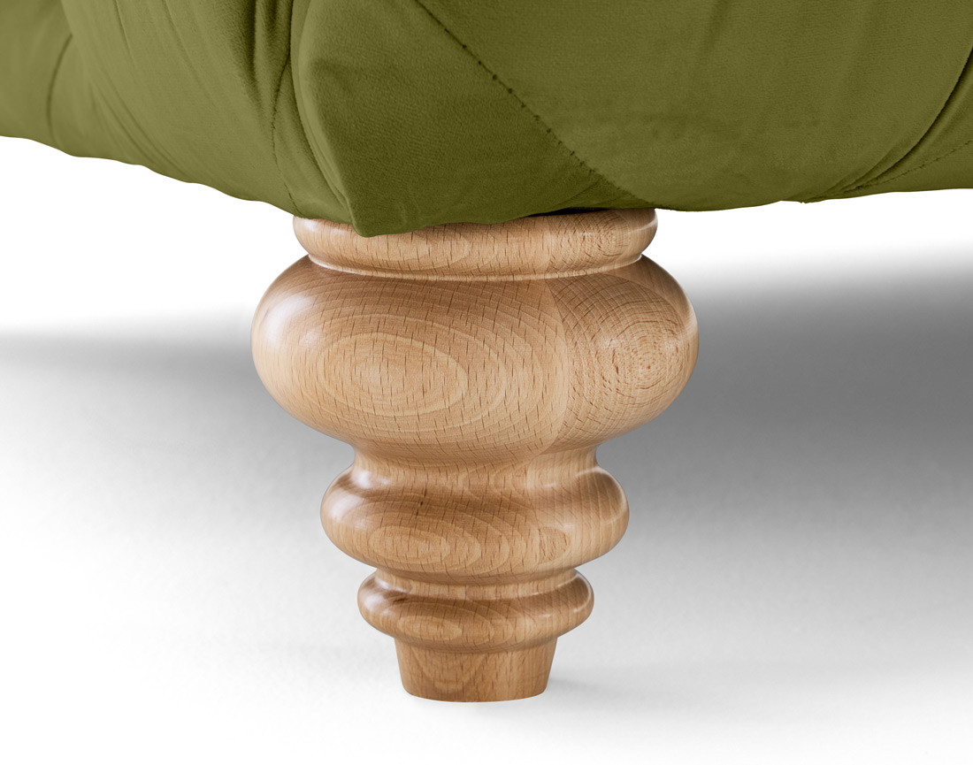 Fauteuil chesterfield en velours pieds bois Walter