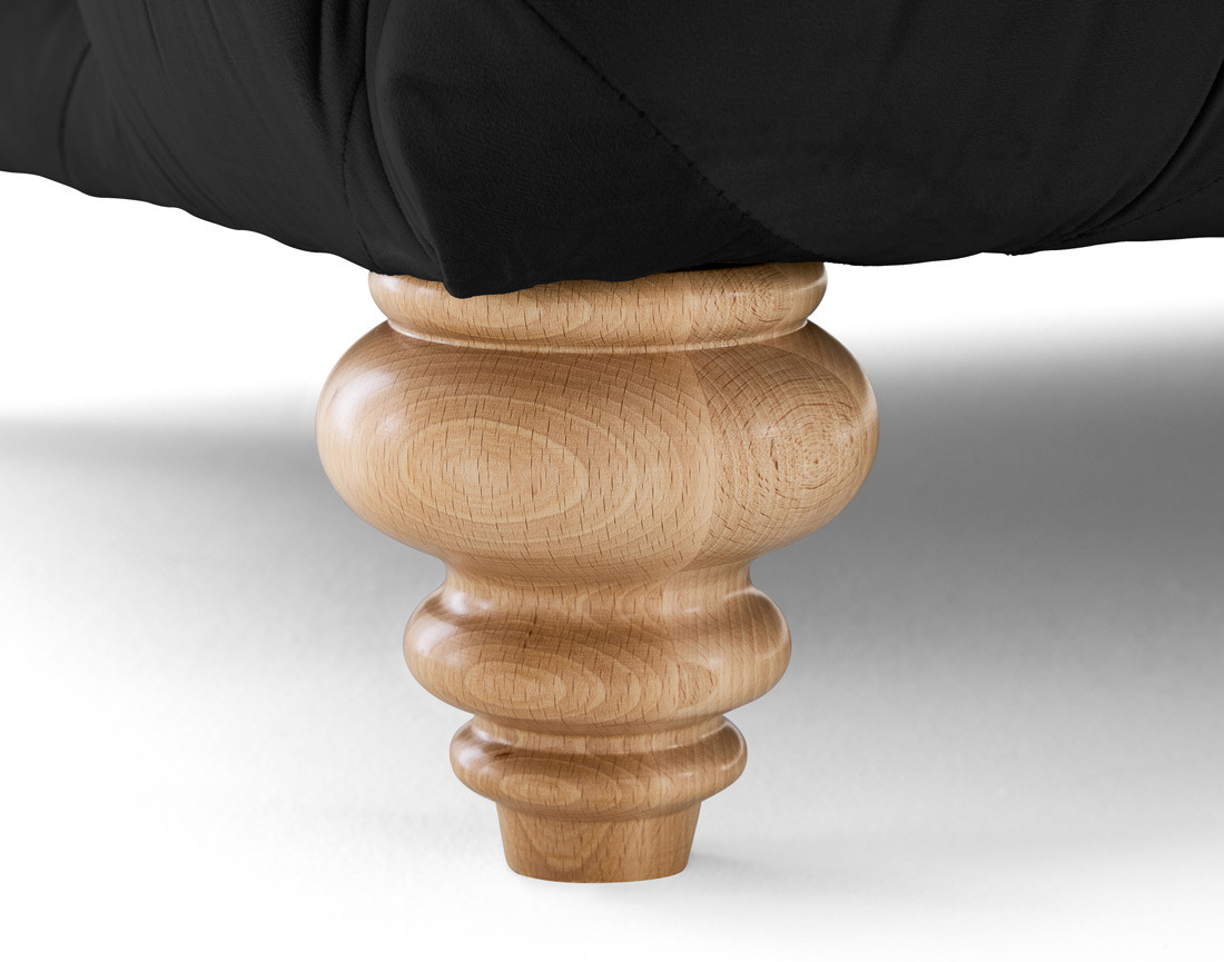 Fauteuil chesterfield en velours pieds bois Walter