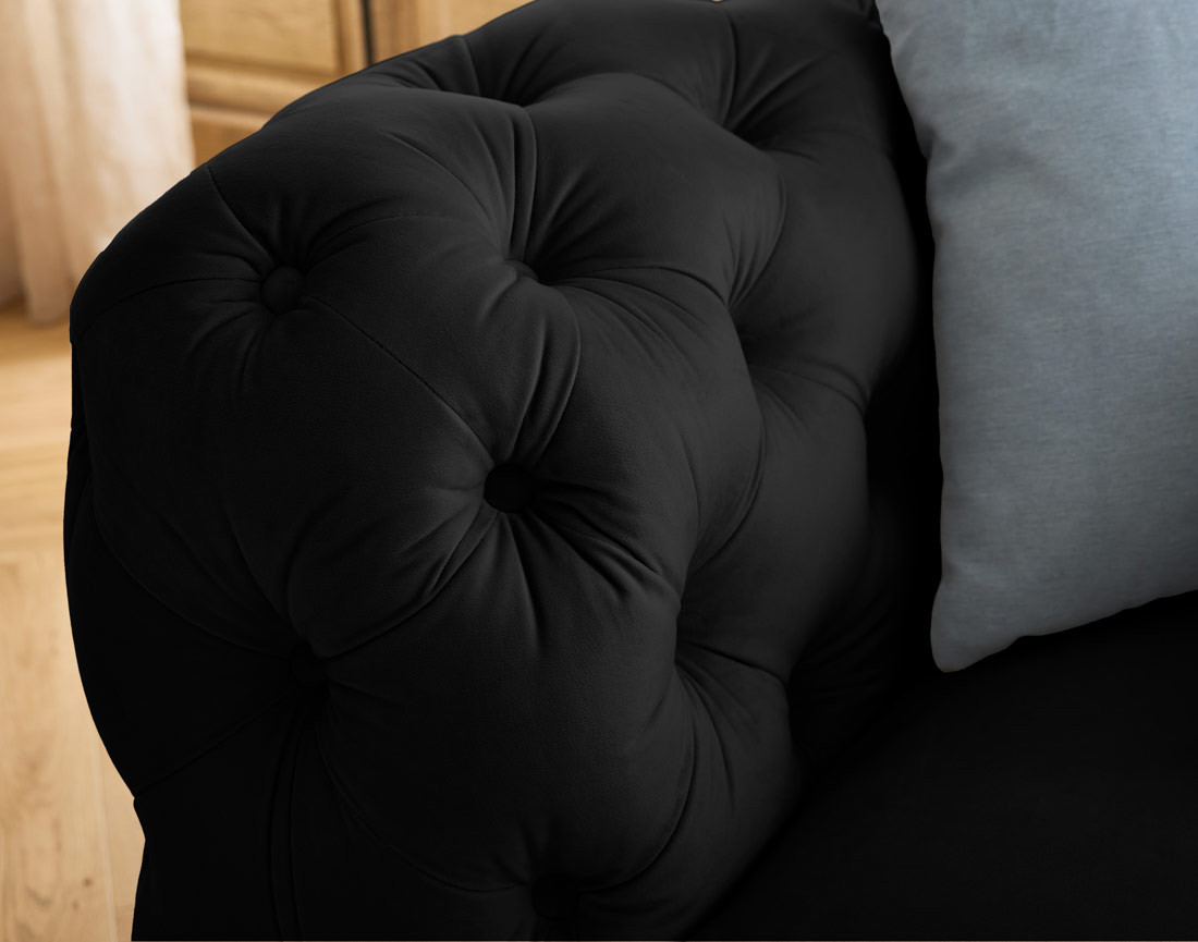 Fauteuil chesterfield en velours pieds bois Walter