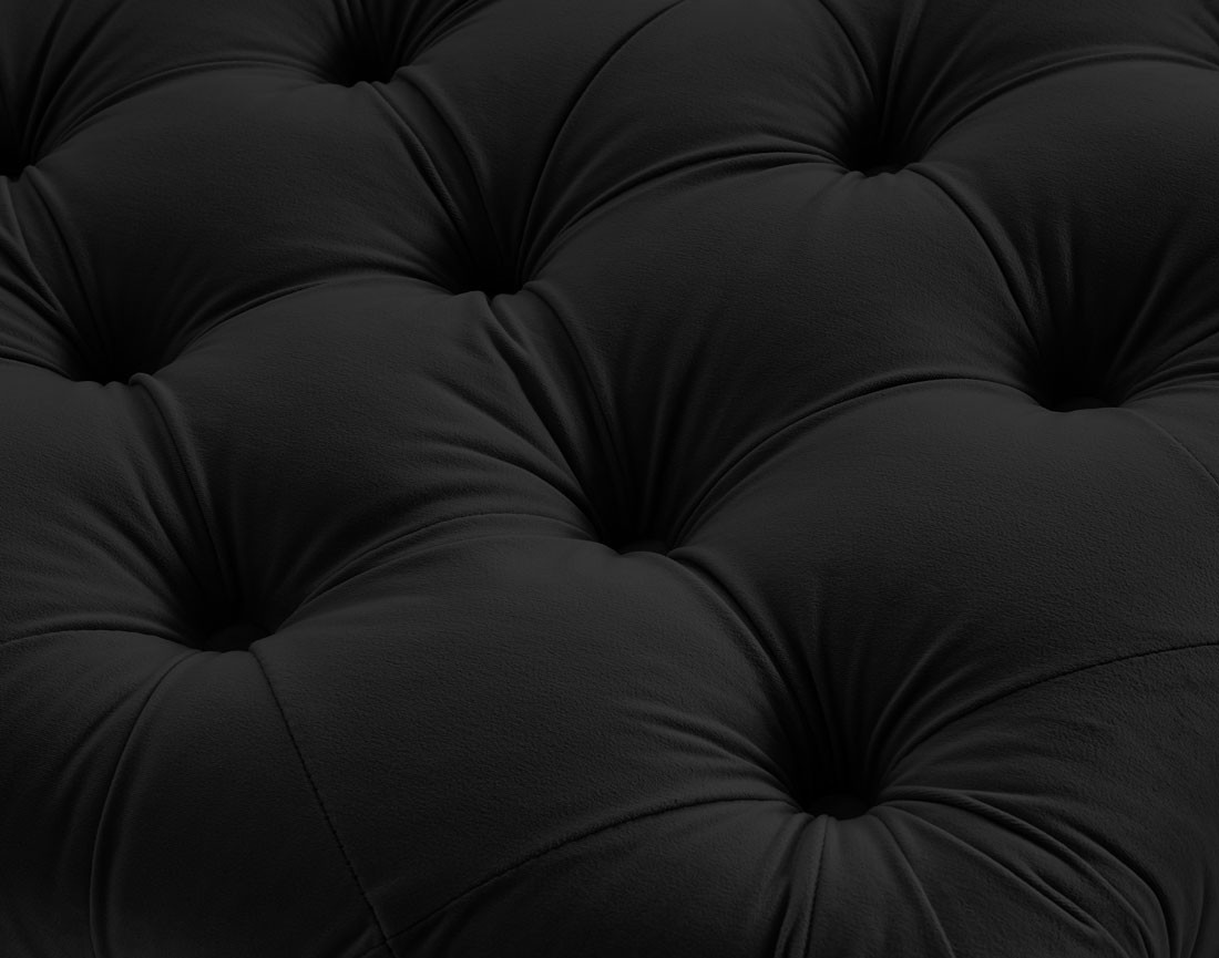 Pouf chesterfield en velours pieds bois Walter