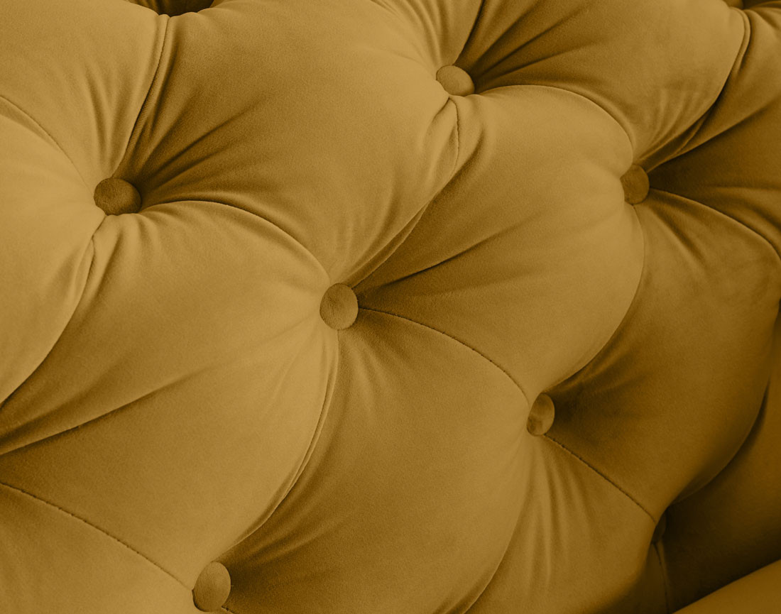 Canapé 3 places chesterfield en velours pieds bois Walter