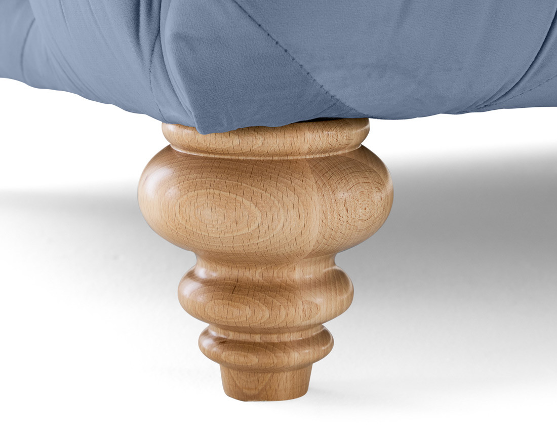 Canapé 3 places chesterfield en velours pieds bois Walter