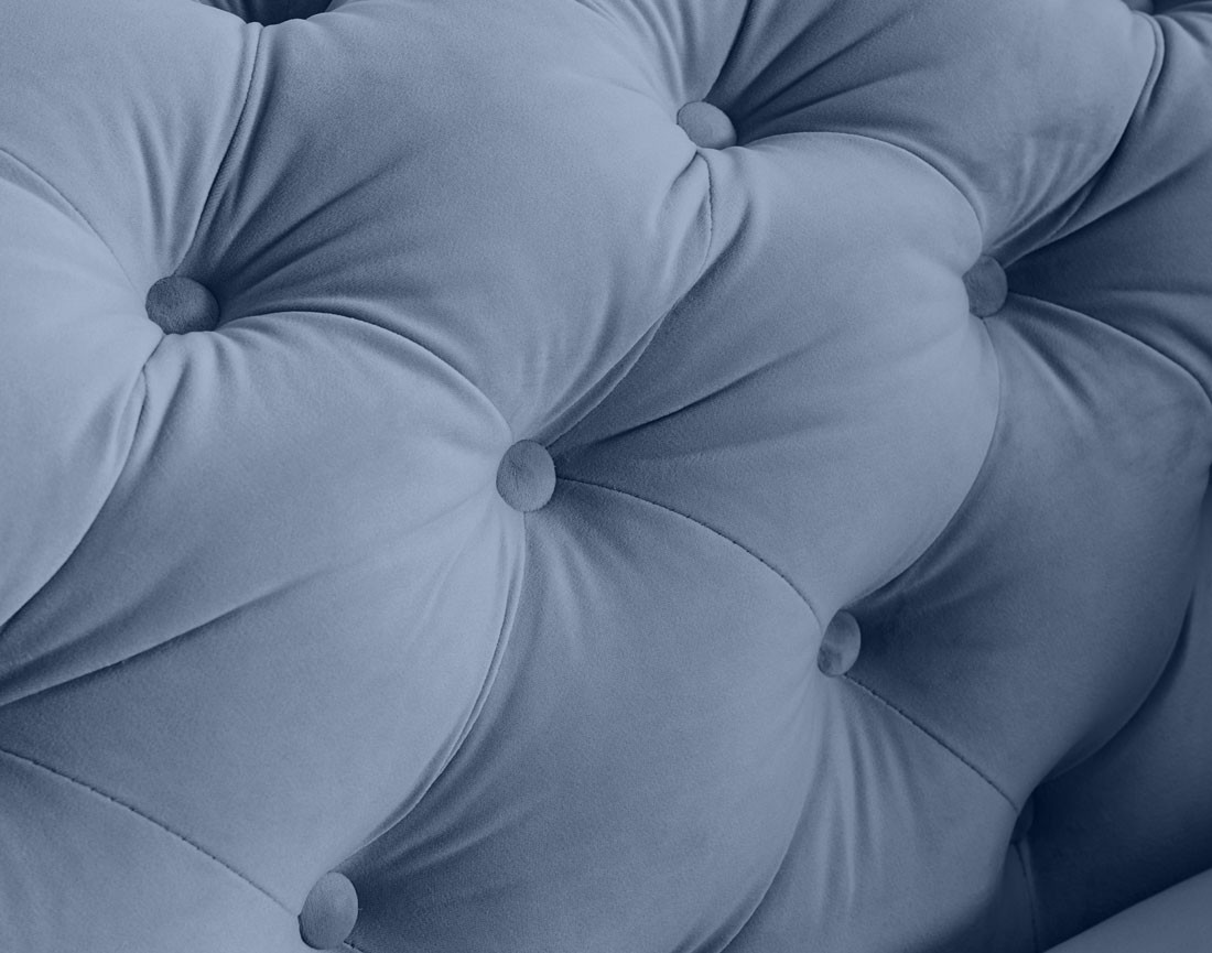 Canapé 3 places chesterfield en velours pieds bois Walter