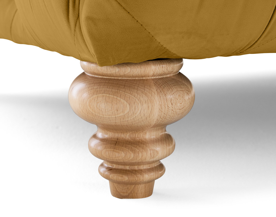 Canapé 2 places chesterfield en velours pieds bois Walter