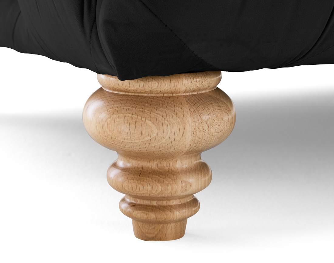 Canapé 2 places chesterfield en velours pieds bois Walter