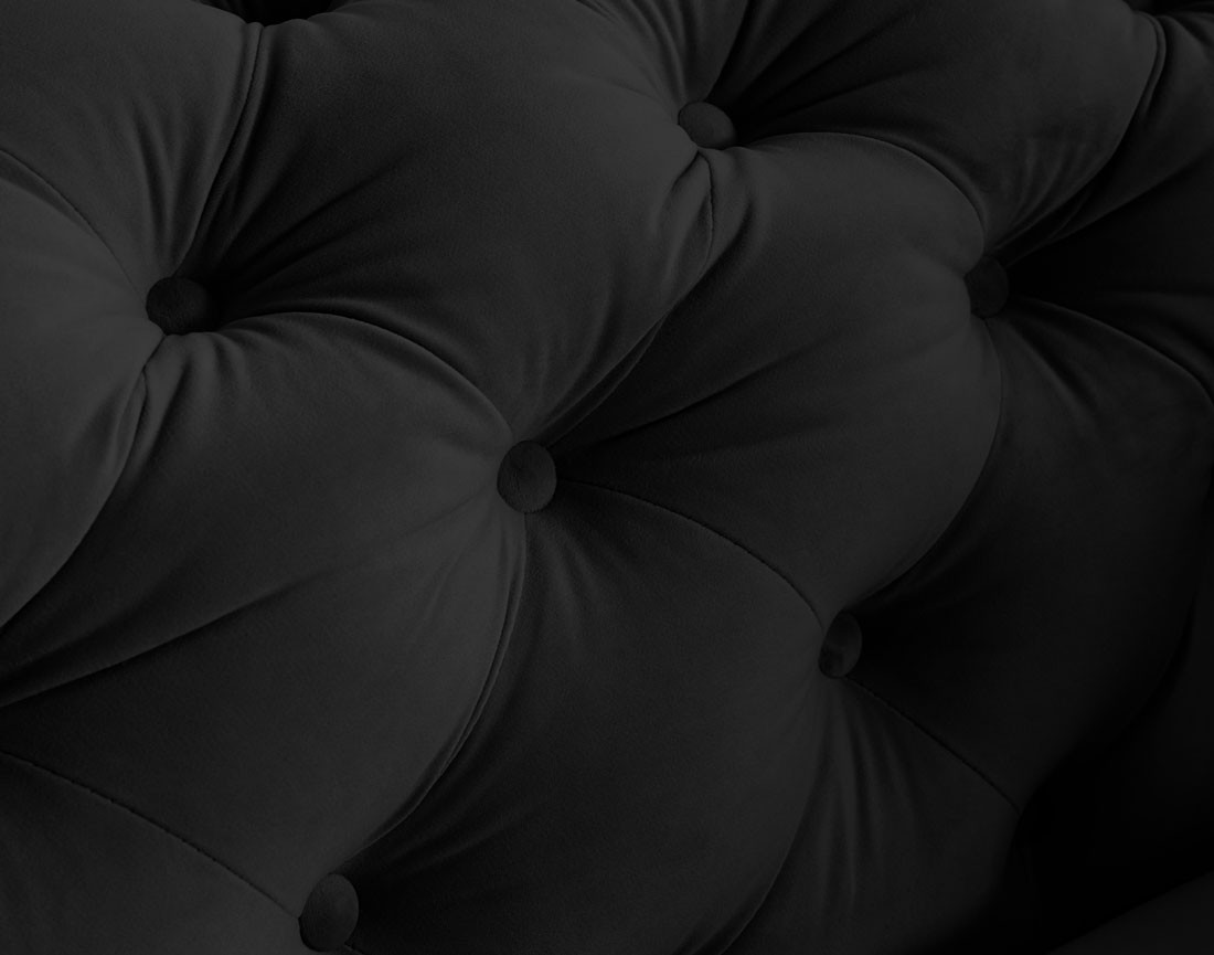 Canapé 2 places chesterfield en velours pieds bois Walter