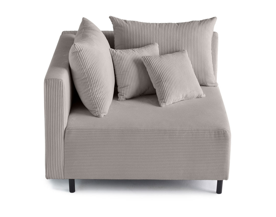 Module d'assise d'angle réversible en velours côtelé Edinburg - gauche