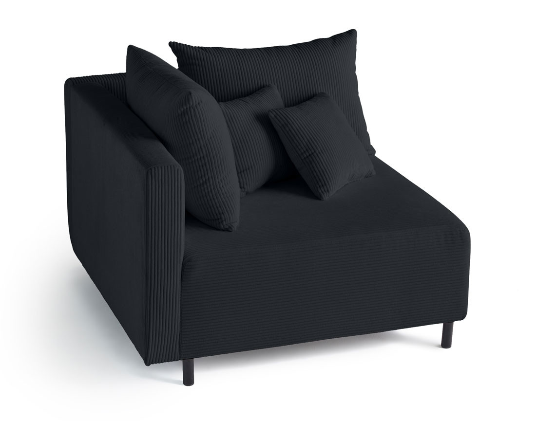 Module d'assise d'angle réversible en velours côtelé Edinburg - gauche