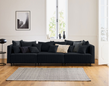 Module d'assise d'angle réversible en velours côtelé Edinburg - gauche