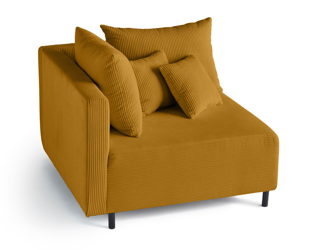 Module d'assise d'angle réversible en velours côtelé Edinburg - gauche