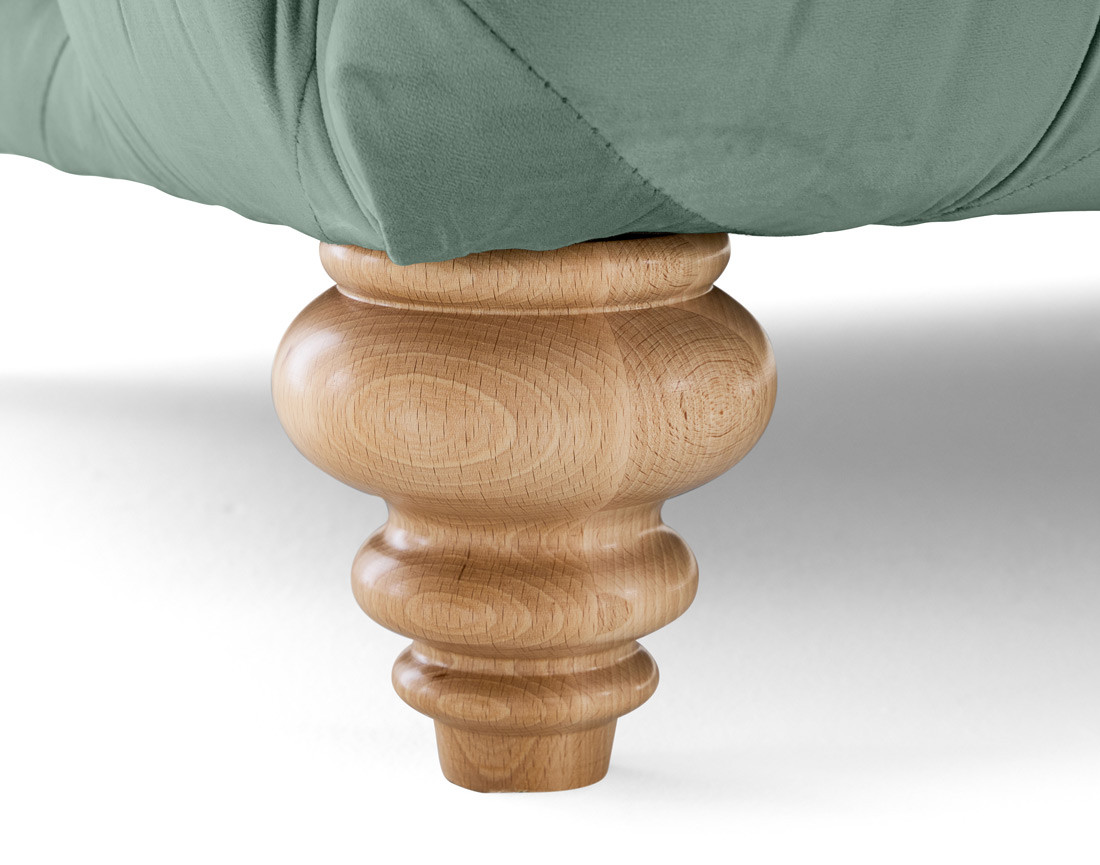 Canapé 3 places chesterfield en velours pieds bois Walter