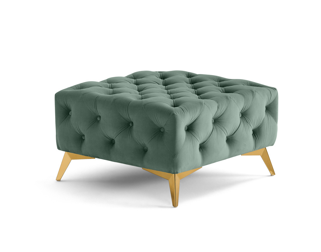 Pouf chesterfield en velours pieds en métal doré Camden
