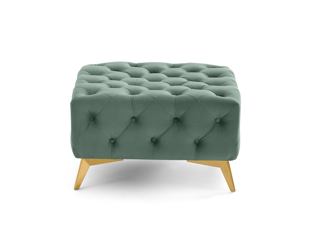 Pouf chesterfield en velours pieds en métal doré Camden
