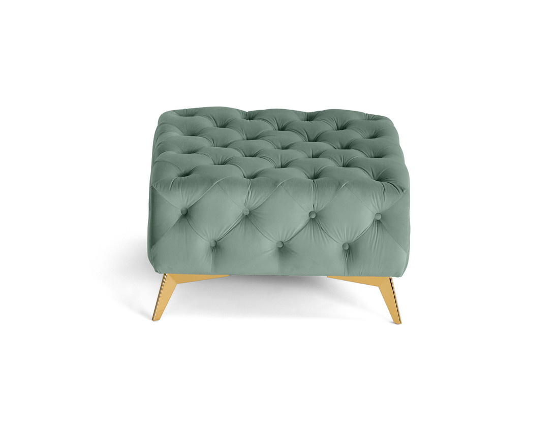 Pouf chesterfield en velours pieds en métal doré Camden