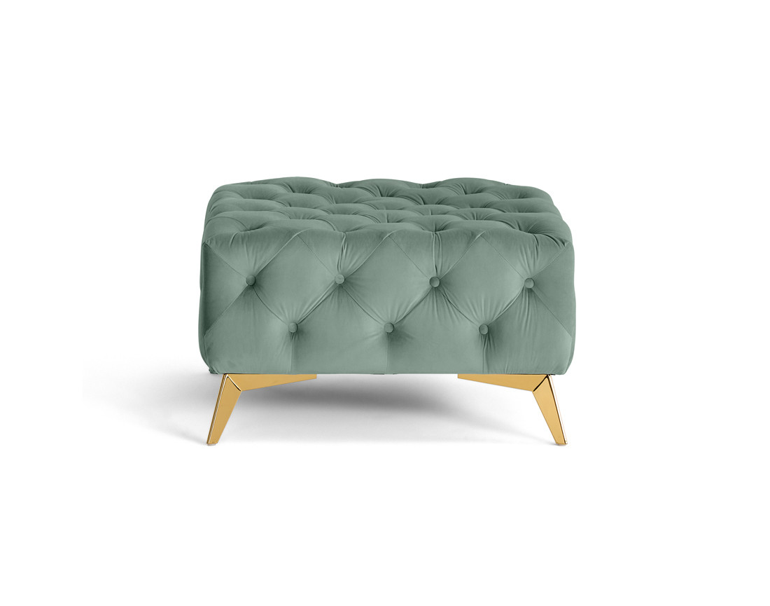 Pouf chesterfield en velours pieds en métal doré Camden