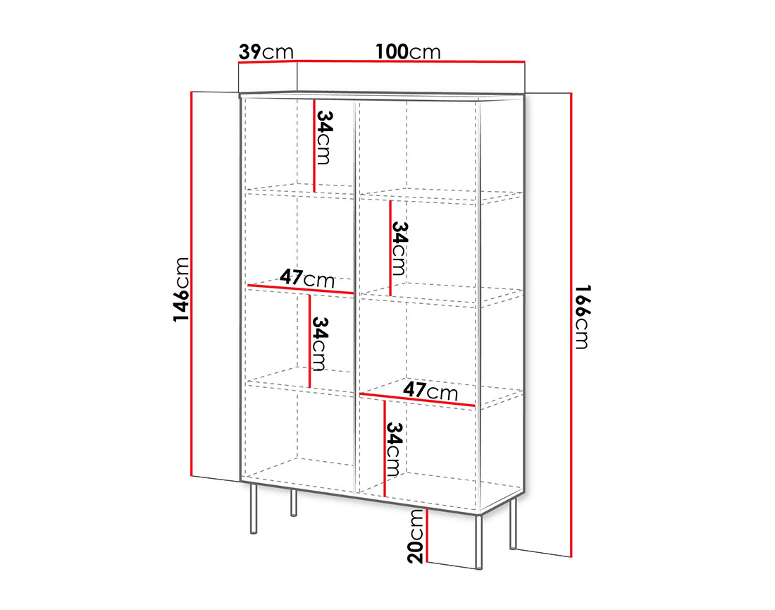 Buffet haut  noir 2 portes 166 cm Lavaggi