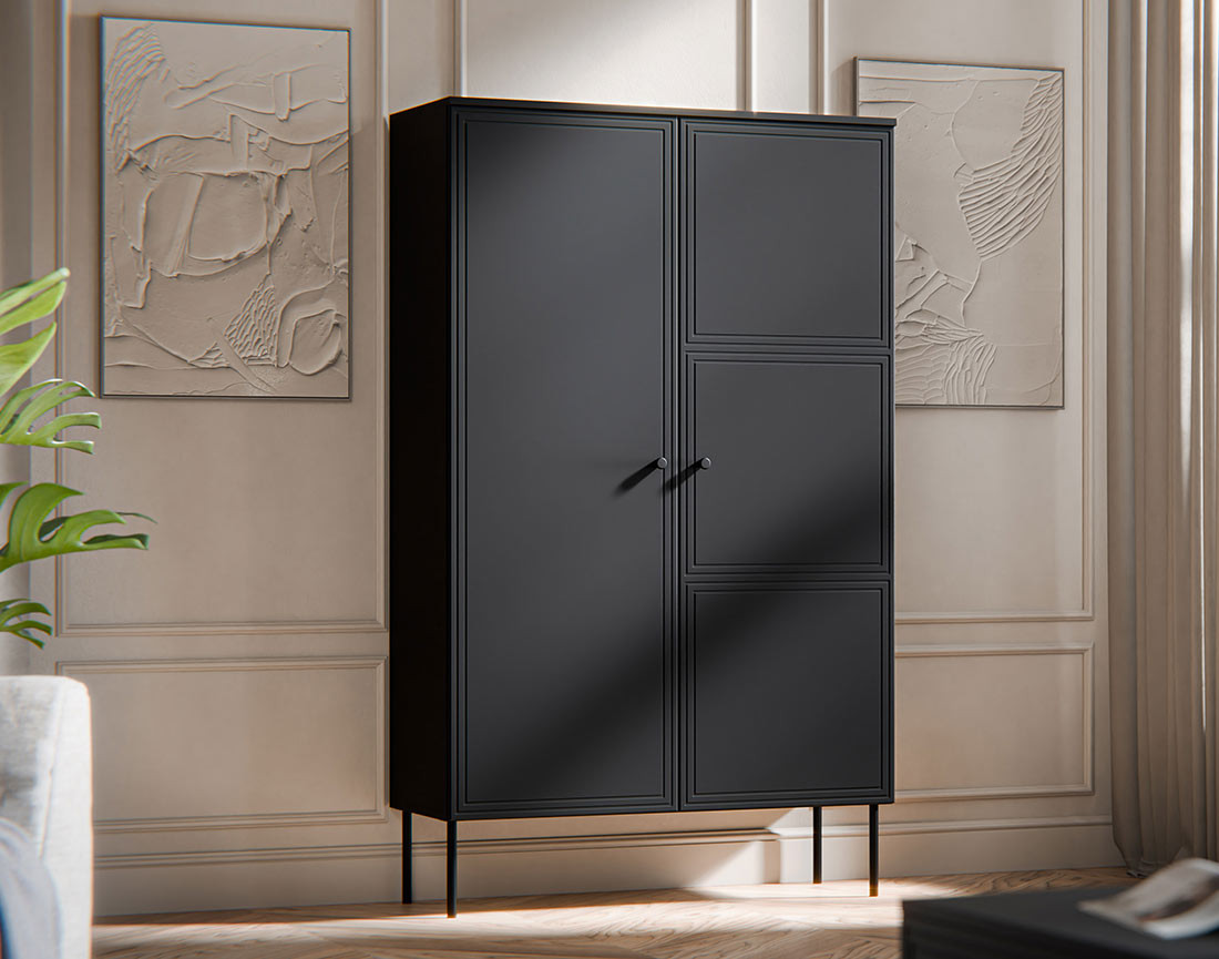 Buffet haut  noir 2 portes 166 cm Lavaggi