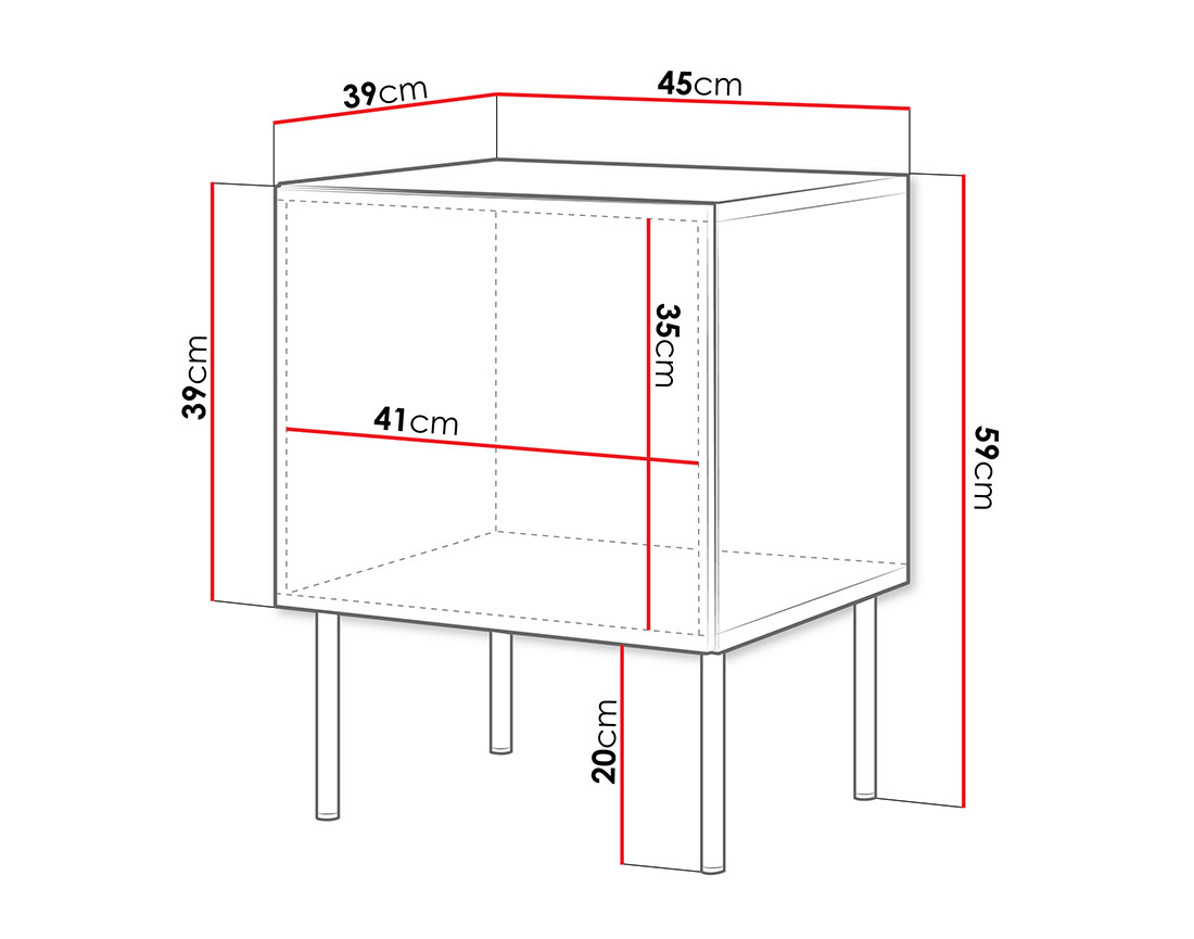 Table de chevet noir 45 cm Lavaggi