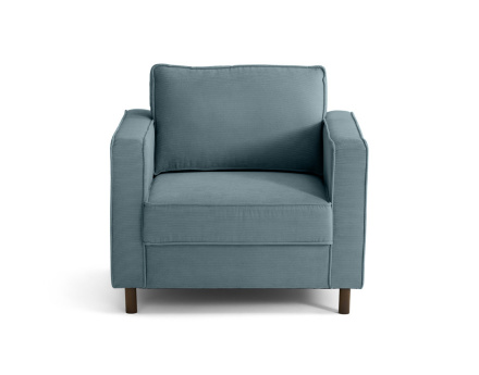 Fauteuil en velours côtelé pieds bois foncé Jake
