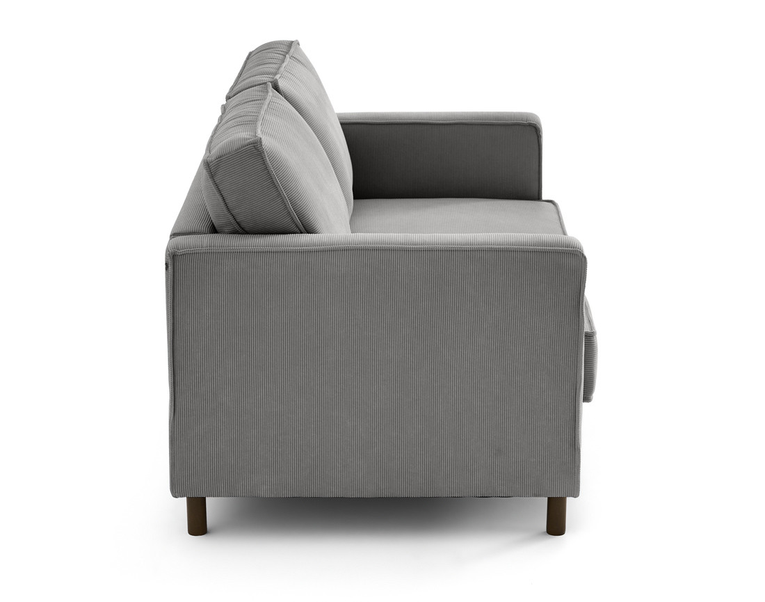 Canapé 2 places en velours côtelé pieds bois foncé Jake