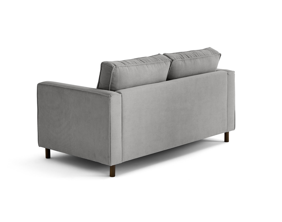 Canapé 2 places en velours côtelé pieds bois foncé Jake