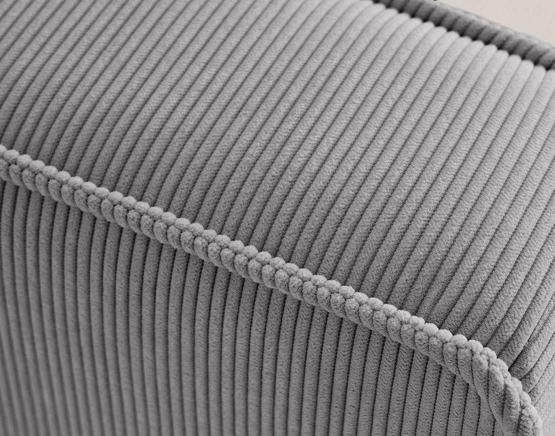 Canapé 2 places en velours côtelé pieds bois foncé Jake