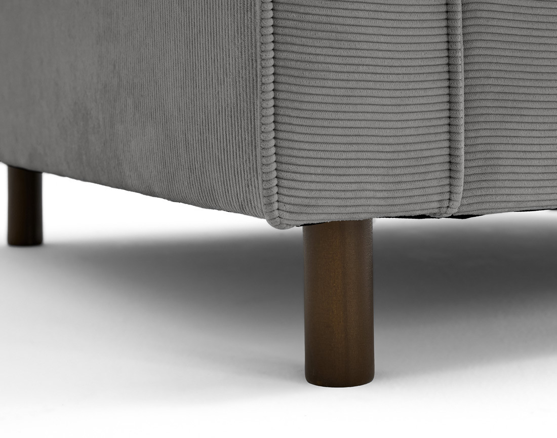 Canapé 2 places en velours côtelé pieds bois foncé Jake