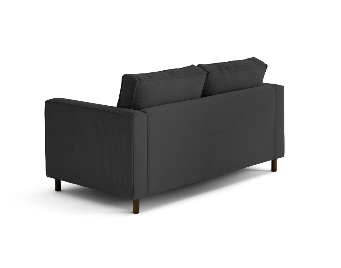 Canapé 2 places en velours côtelé pieds bois foncé Jake
