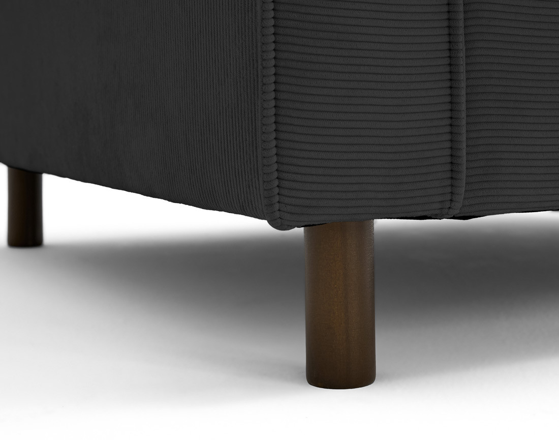 Canapé 2 places en velours côtelé pieds bois foncé Jake