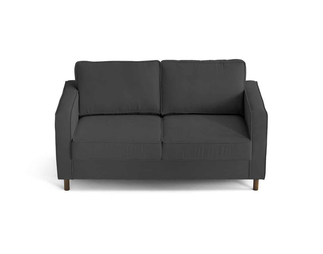 Canapé 2 places en velours côtelé pieds bois foncé Jake
