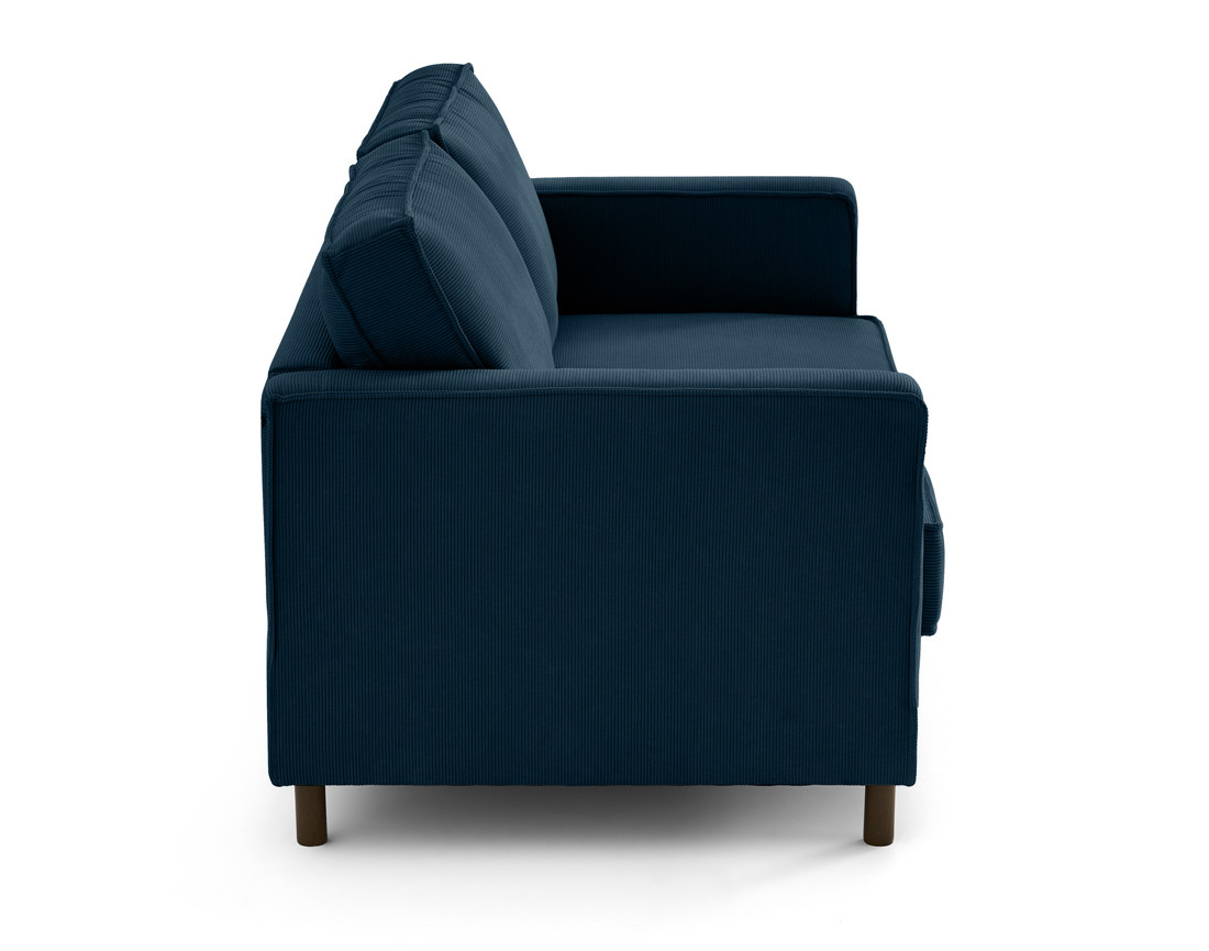 Canapé 2 places en velours côtelé pieds bois foncé Jake