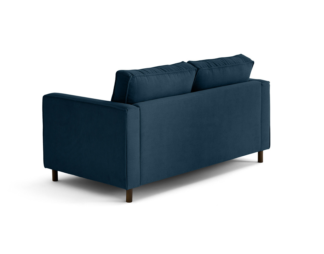 Canapé 2 places en velours côtelé pieds bois foncé Jake