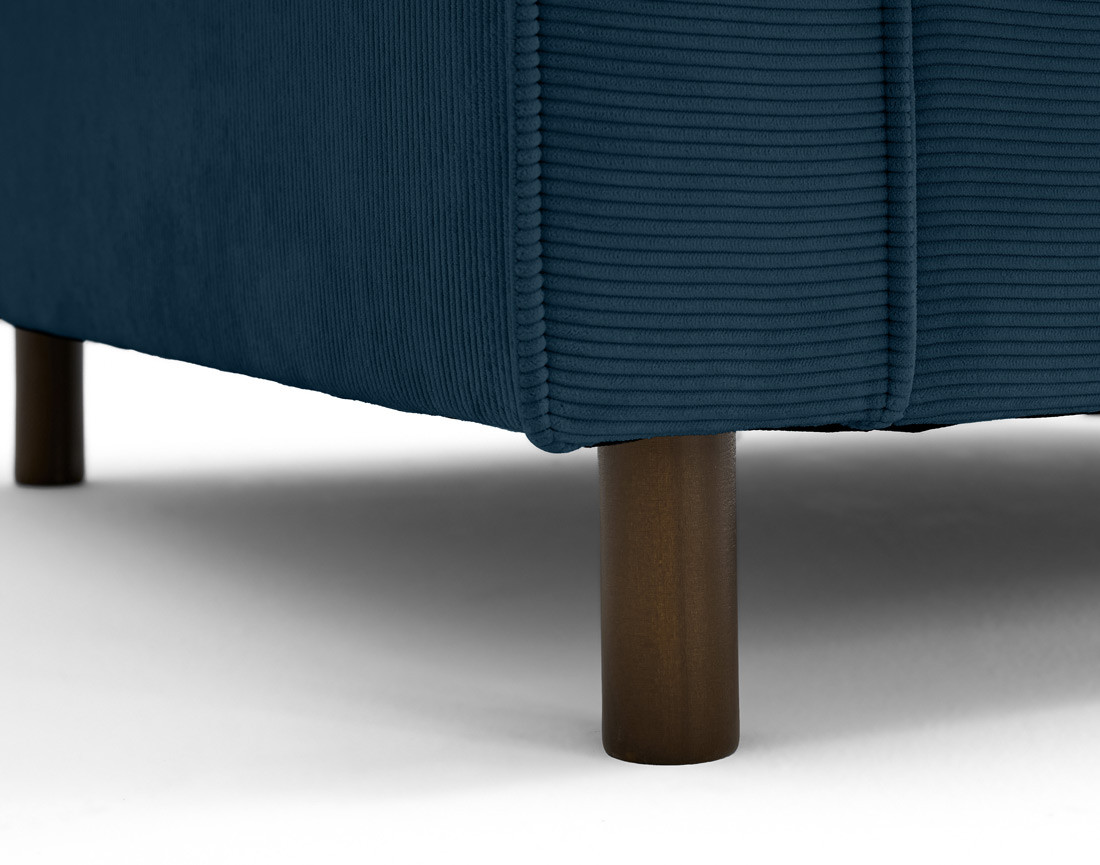 Canapé 2 places en velours côtelé pieds bois foncé Jake