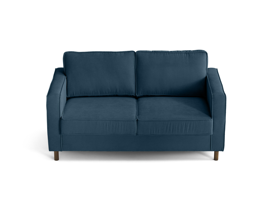 Canapé 2 places en velours côtelé pieds bois foncé Jake