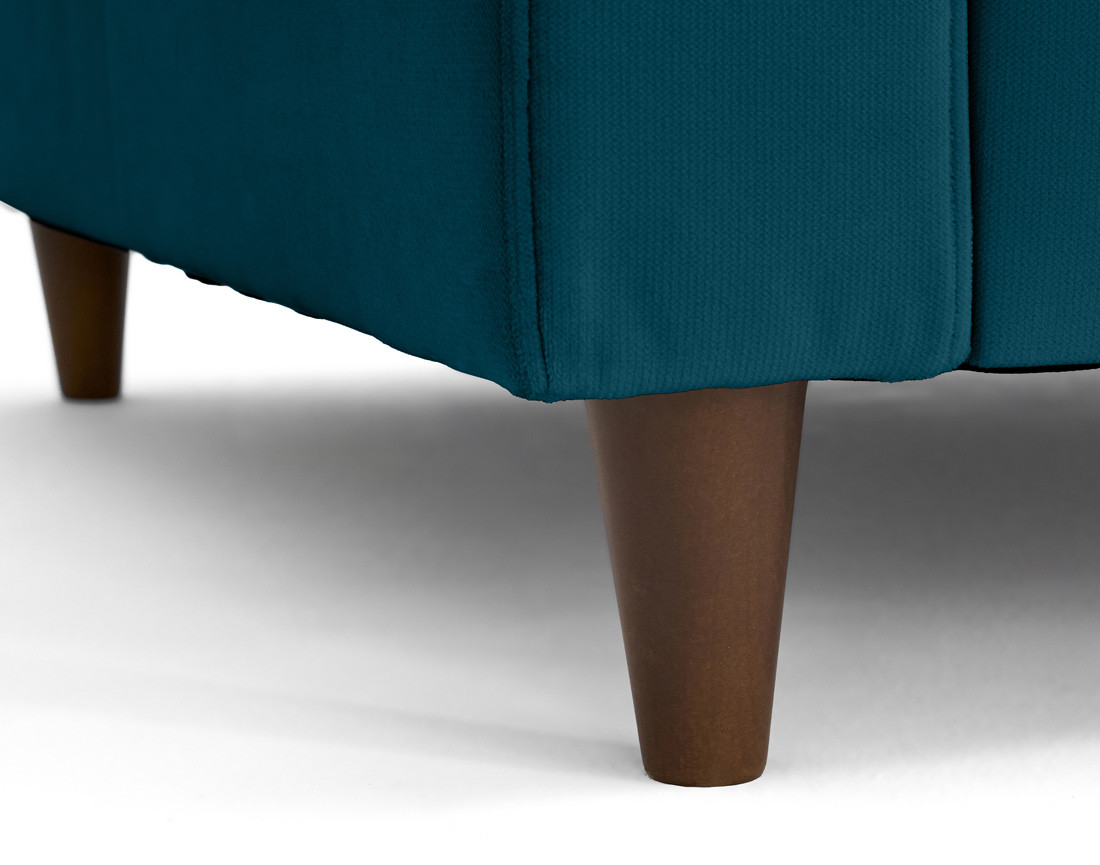 Canapé droit 2 places avec poche en velours pieds en bois Anna