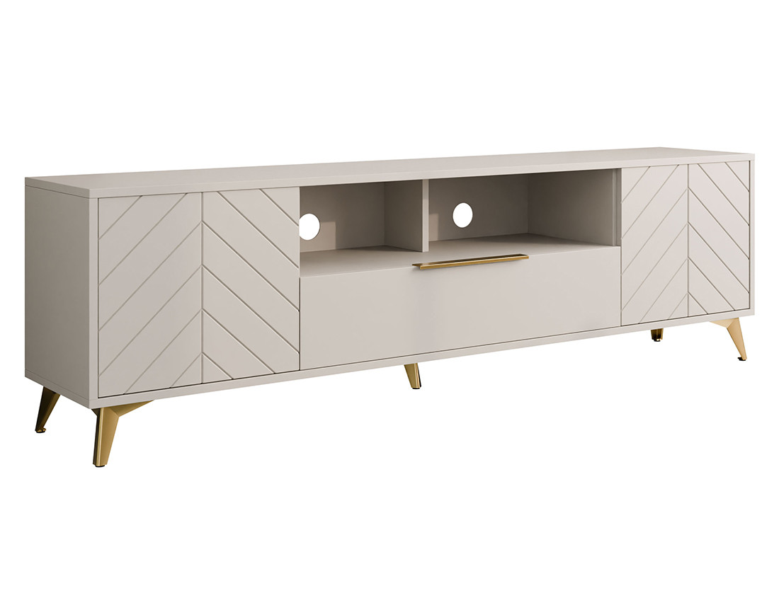 Meuble tv beige 2 portes, 1 tiroir et 1 niche 200 cm Boccioni