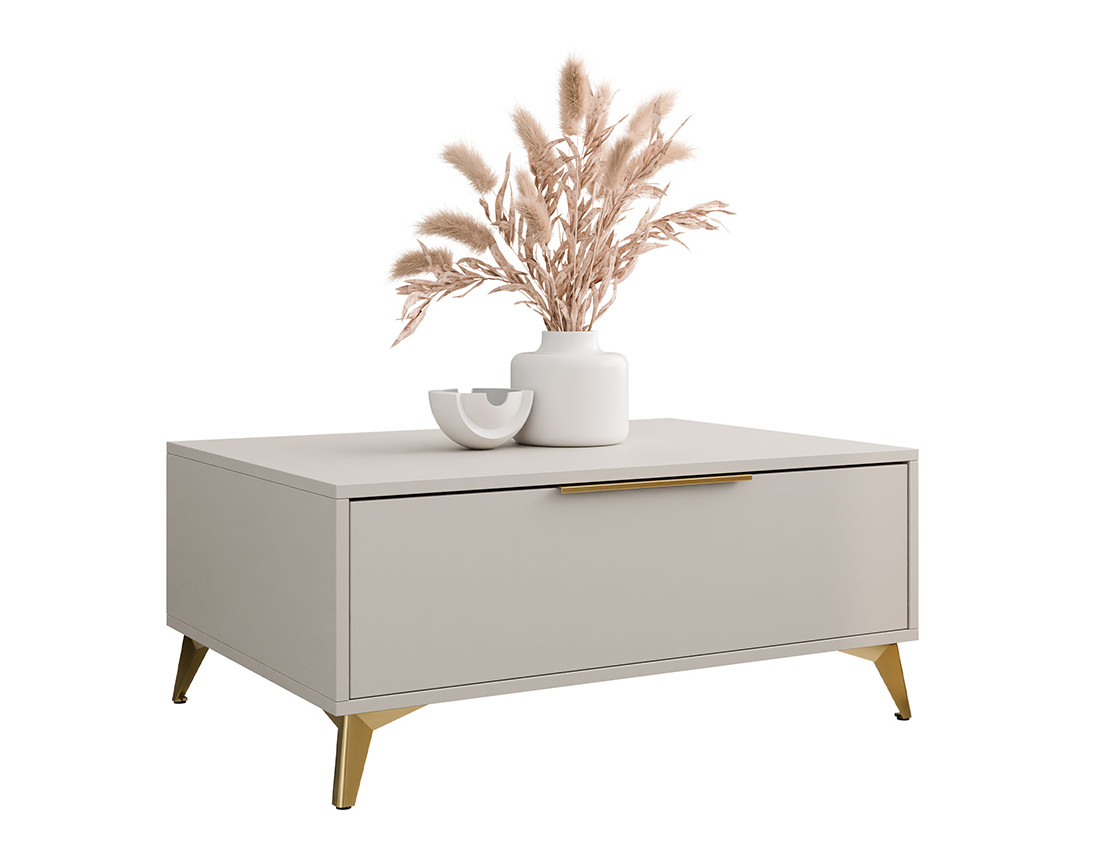 Table basse beige 1 tiroir 104 cm Boccioni