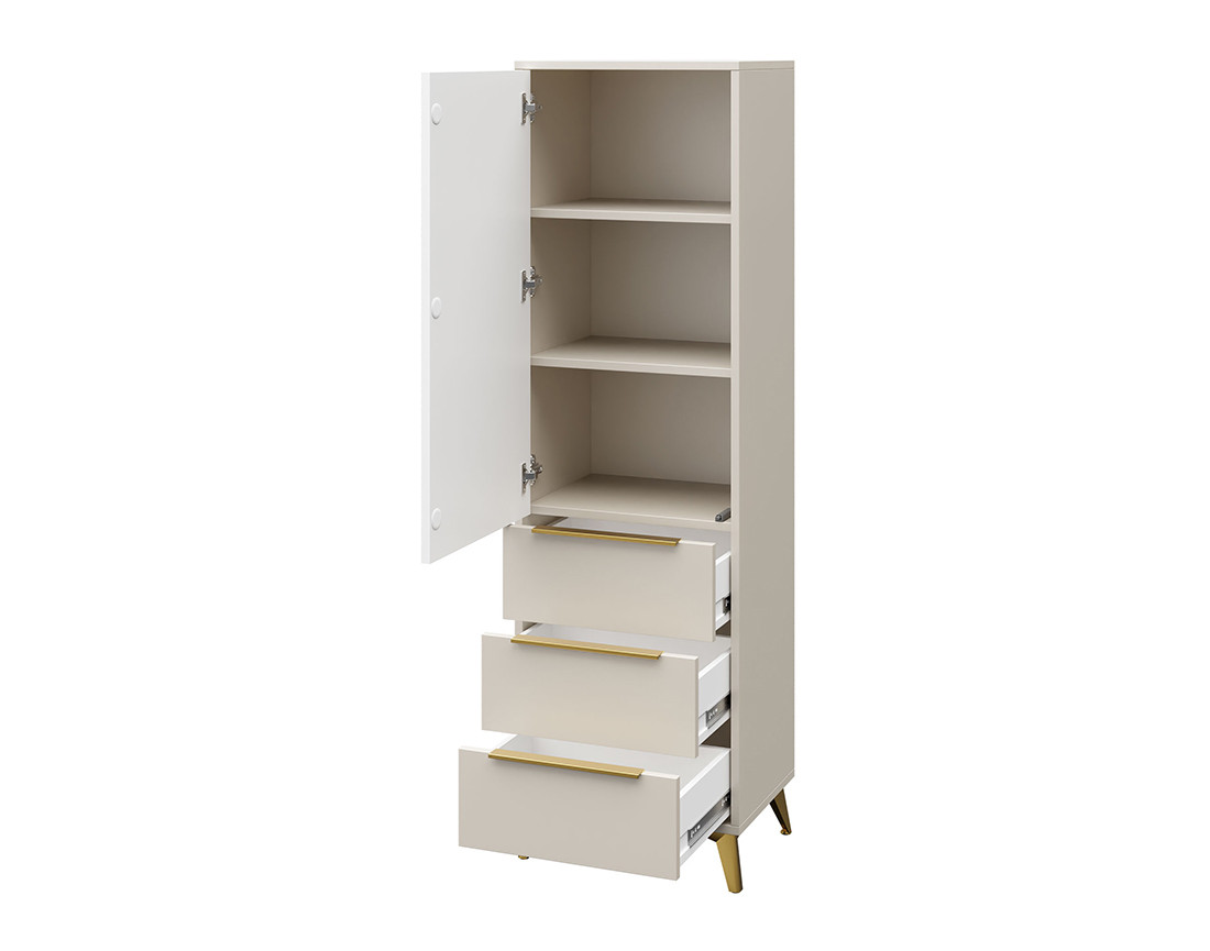 Buffet haut beige 3 tiroirs et 1 porte 54x180 cm Boccioni