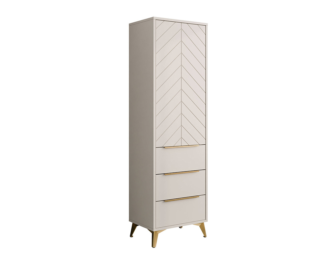 Buffet haut beige 3 tiroirs et 1 porte 54x180 cm Boccioni