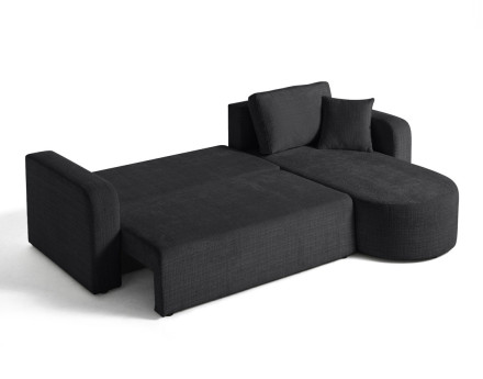 Canapé d'angle réversible 4 places convertible avec coffre en velours texturé Miro