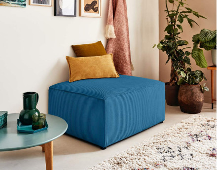 Pouf en velours côtelé Topaze