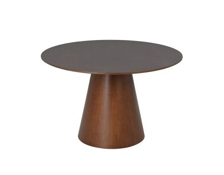 Table à manger ronde bois foncé 120 cm 4 à 6 personnes Toledo